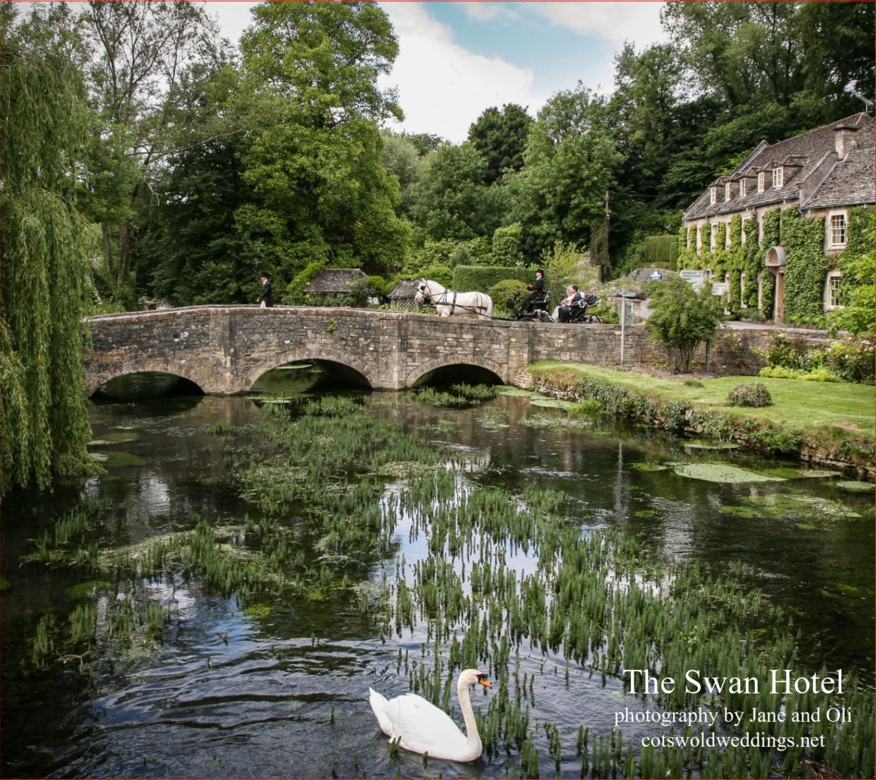 An album of wedding photography at The Swan Hotel in Bibury