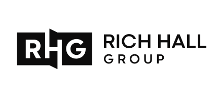 Logo for Rich Hall Group featuring the letters 