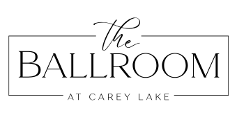 Logo for The Ballroom at Carey Lake featuring elegant serif text inside a simple rectangular frame.