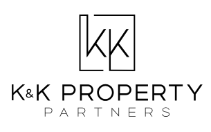 Logo for K&K Property Partners, featuring stylized black 