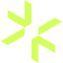 A light green abstract logo featuring four chevron shapes arranged in a symmetrical pattern on a white background.