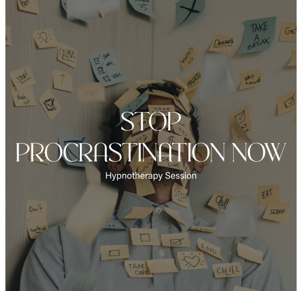Stop Procrastination Now hypnosis session cover.