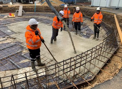 Concrete foundations being poured