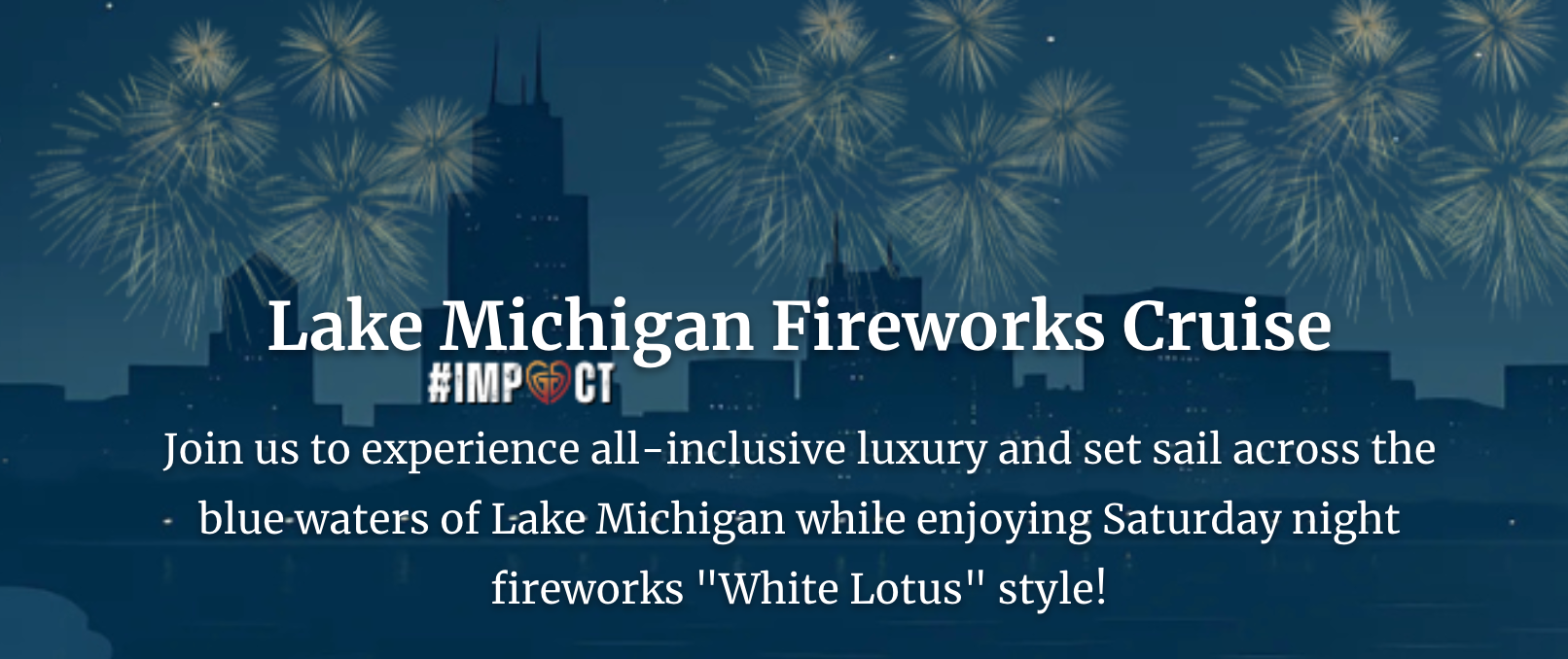 An advertisement for a lake michigan fireworks cruise