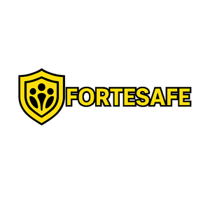 Yellow shield logo with paw prints and text 