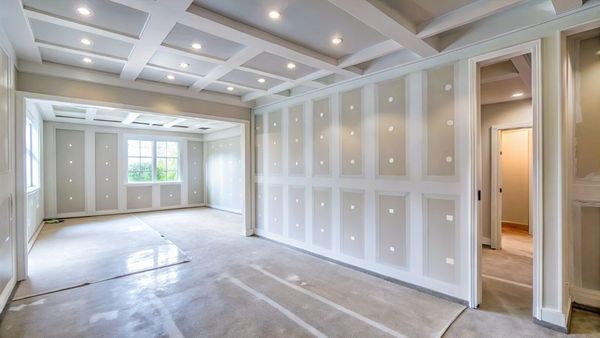 big hall with drywall work