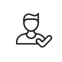 icon of a person with checkmark in a circle. indicating that the Zazen staffs are customer-oriented