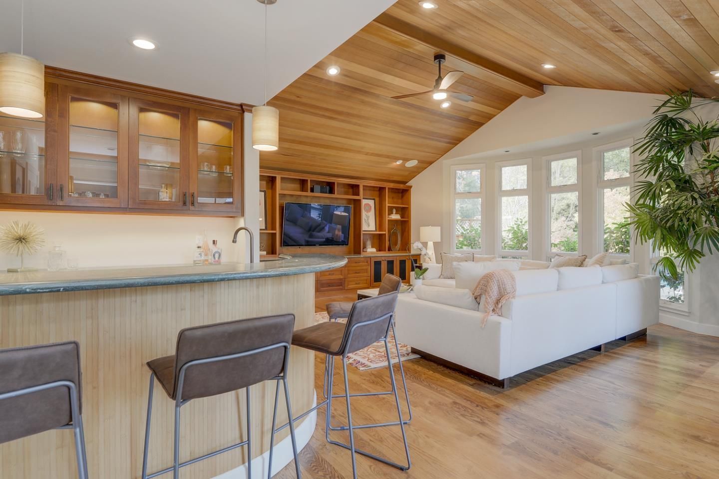 A bright living room remodeled by Nunley Custom Homes in Greenville, SC.