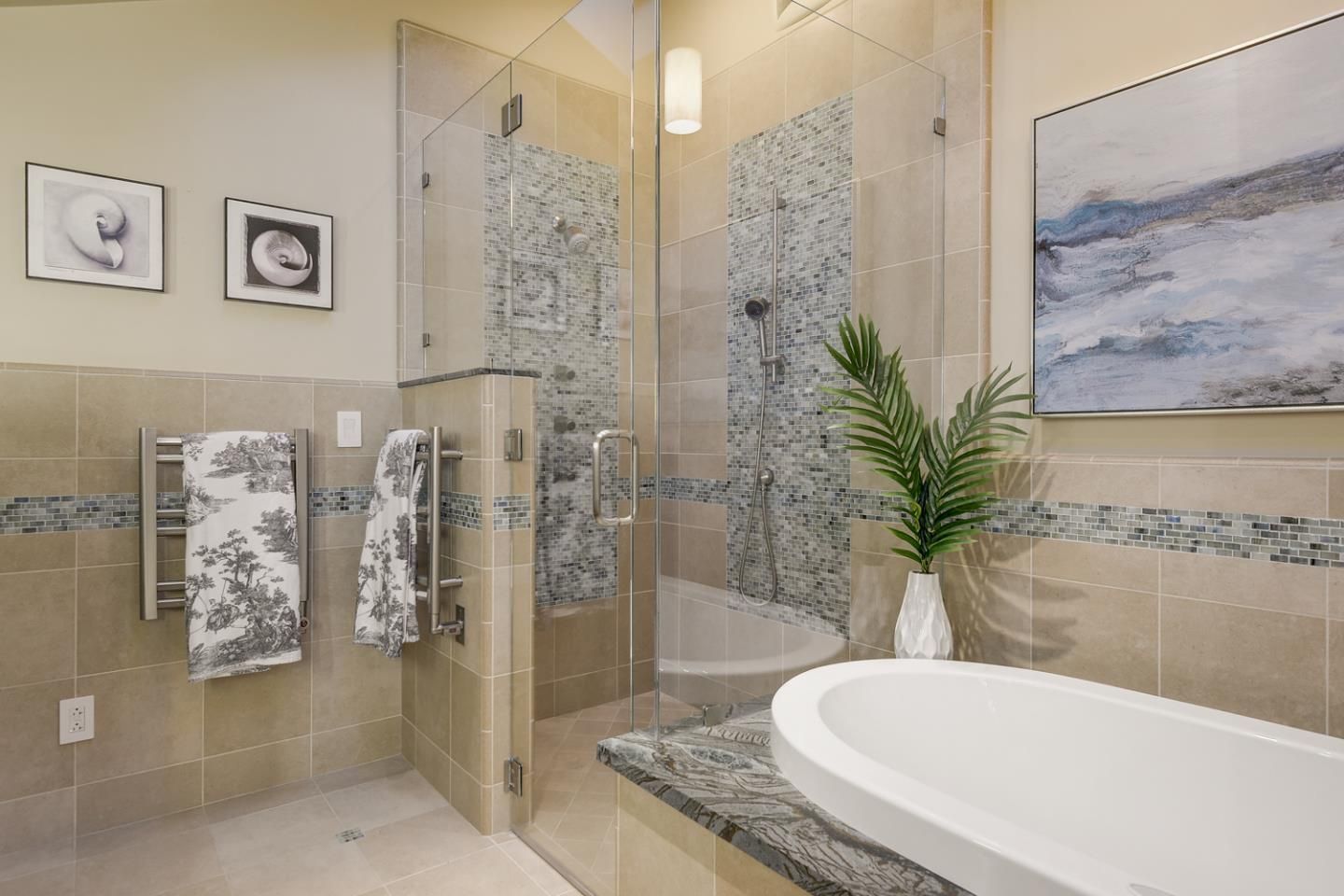 Luxurious bathroom remodeled by Nunley Custom Homes in Greenville, SC.