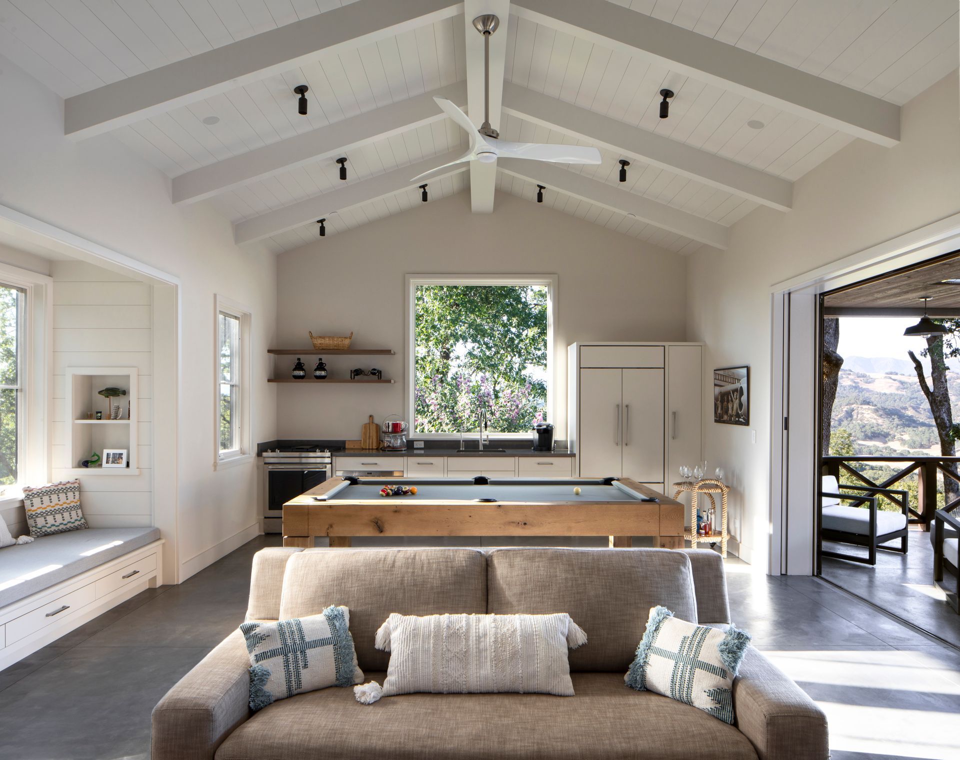 Living area with a pool table built by Nunley Custom Homes in Greenville, SC.