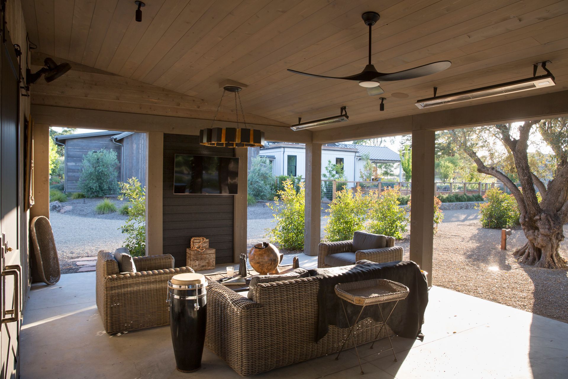 Covered patio remodeled by Nunley Custom Homes in Greenville, SC.
