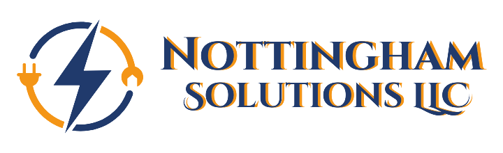 The logo for nottingham solutions llc shows a lightning bolt and a flame.