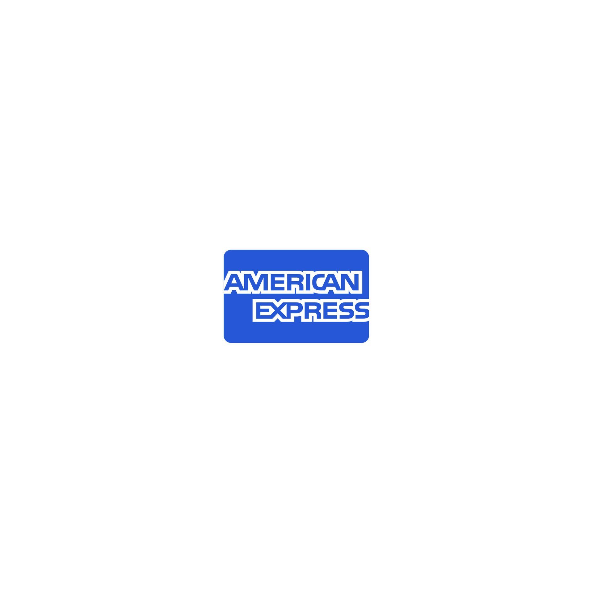 The american express logo is blue and white on a white background.