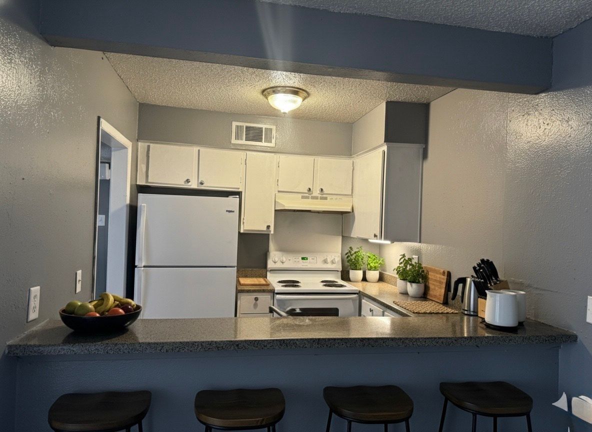 Kitchen with white appliances