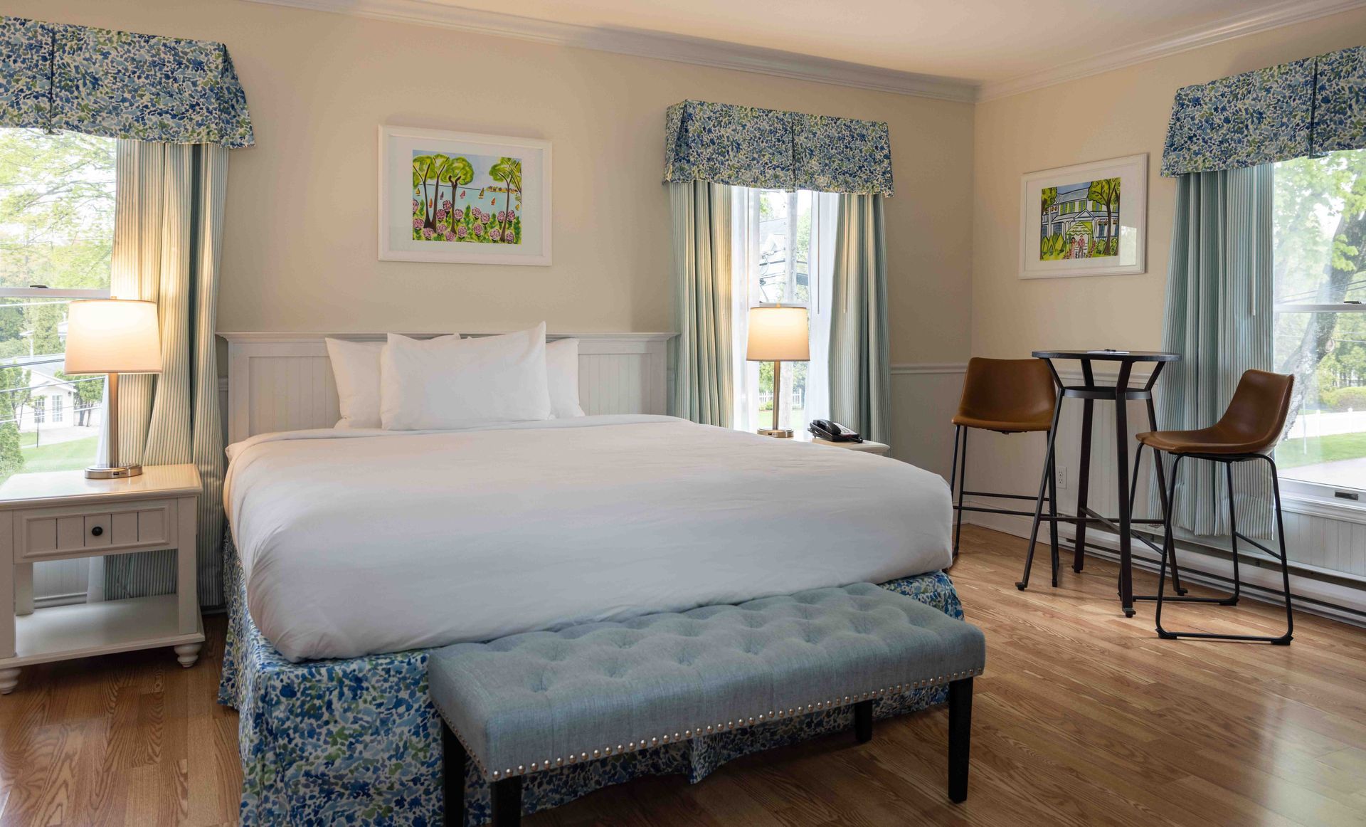 There is a large bed in the middle of the room.