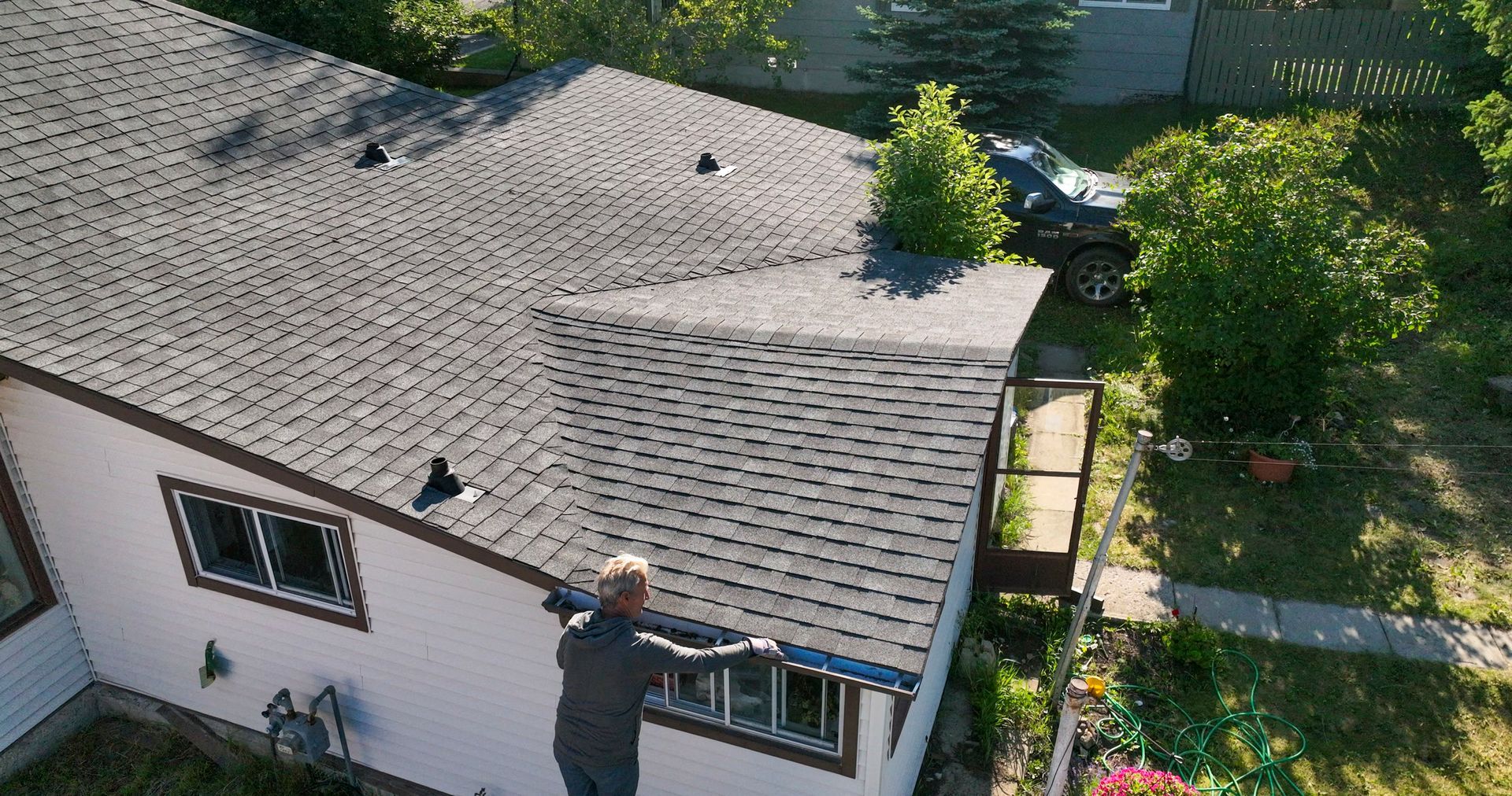 Aerial View of the Residential House - Calgary, AB - KRAFT Exteriors & Developments Ltd.