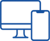 Blue outlined computer monitor.
