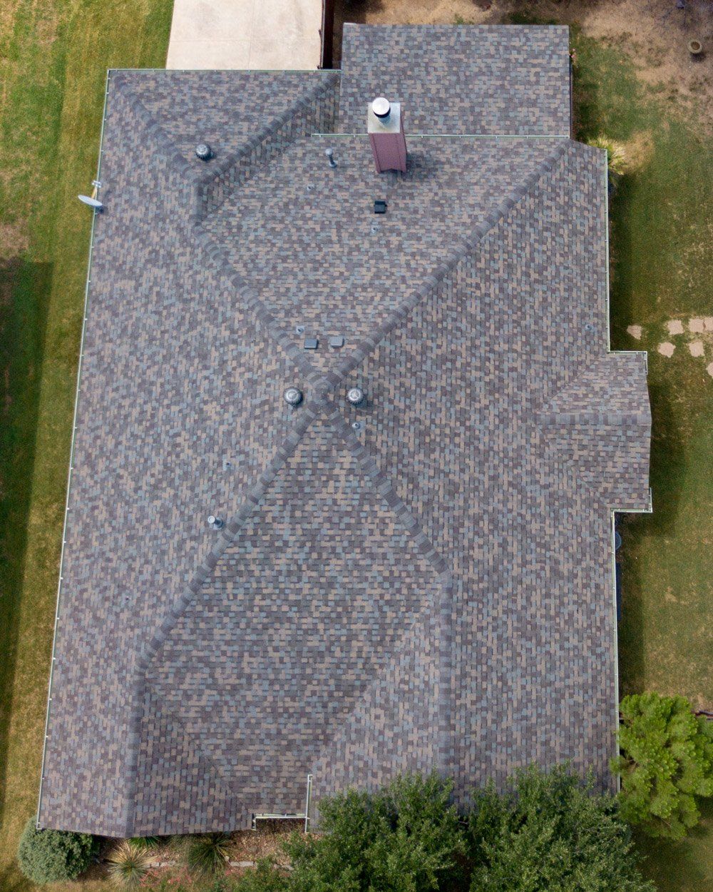an aerial view of the roof of a house