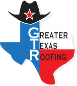 a logo for greater texas roofing with a cowboy hat