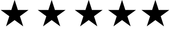 Five black stars in a row on a white background.