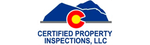 Certified Property Inspections LLC logo with Colorado flag and blue mountain graphic