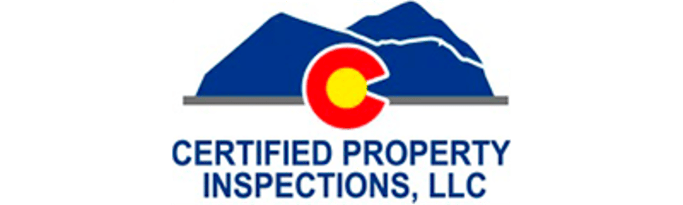 Certified Property Inspections LLC logo with Colorado flag and blue mountain graphic