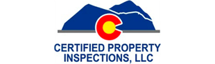 Certified Property Inspections LLC logo with Colorado flag and blue mountain graphic