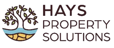 Logo with tree, water, and land elements, with