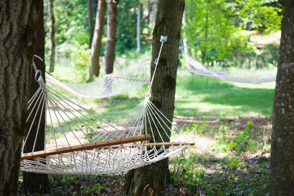 A hammock at Whispring Springs luxury glamping.