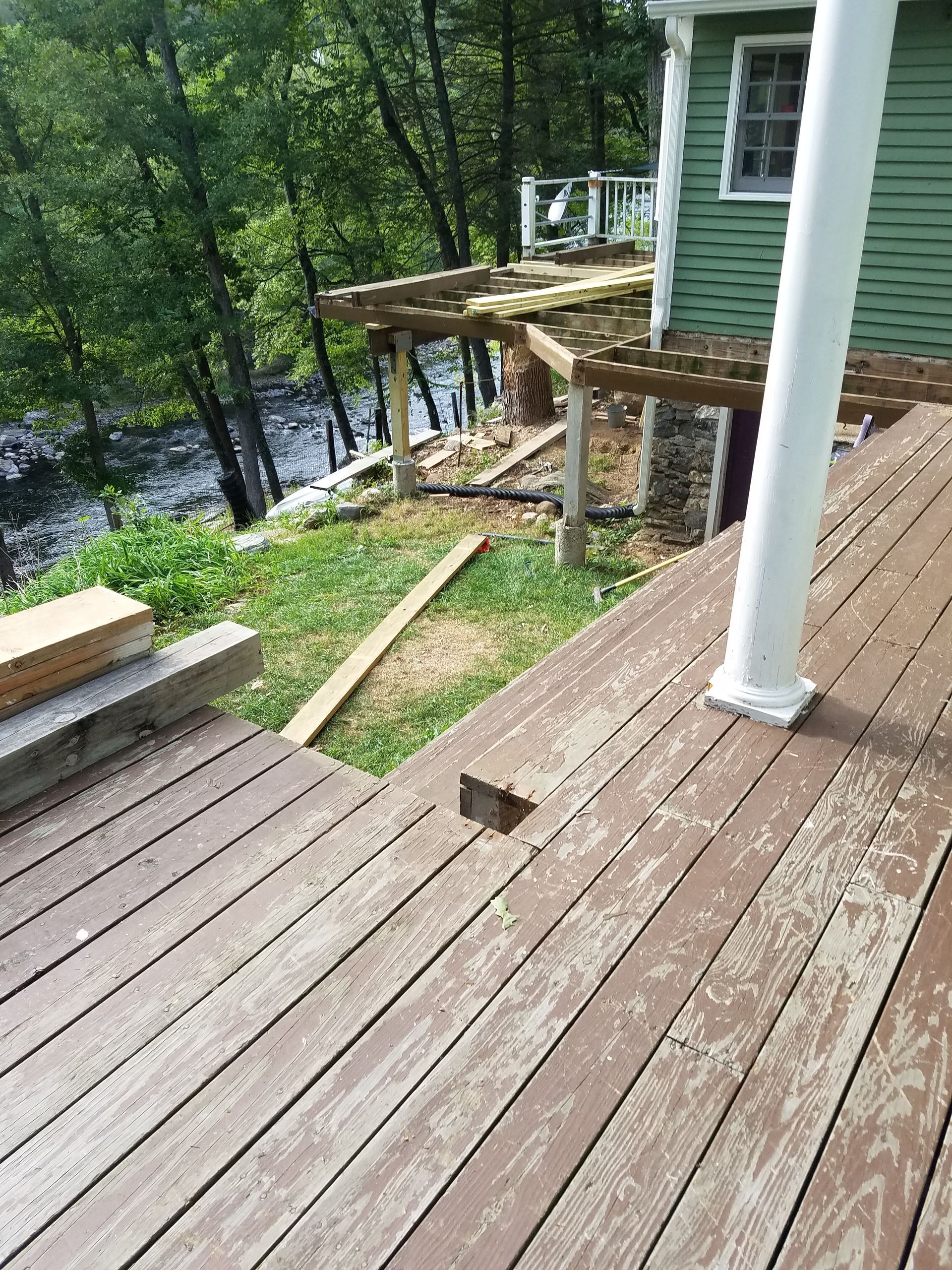 A deck construction​ in Glastonbury CT in progress - Exteriors of CT hard at work