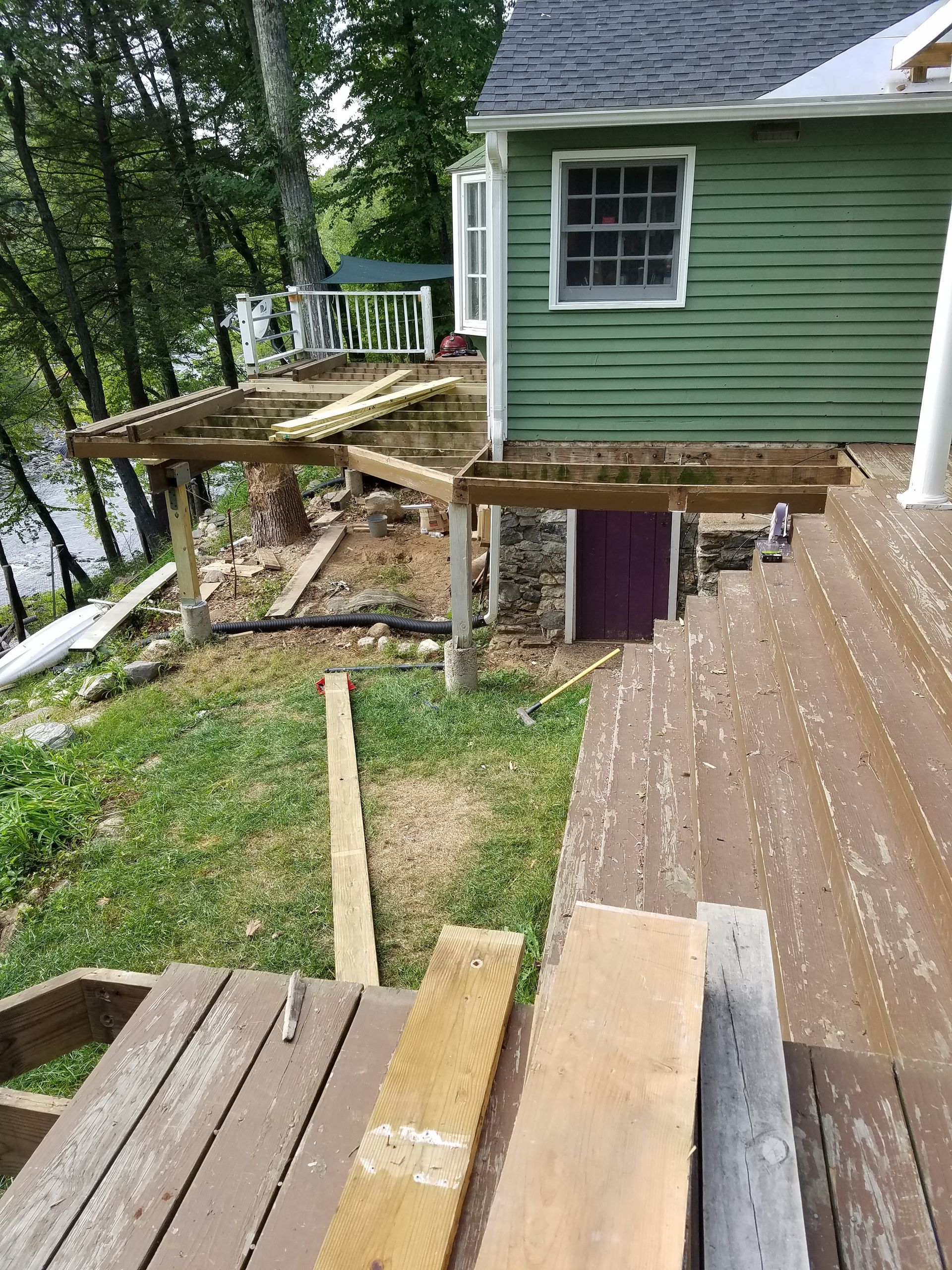 A deck construction​ in Glastonbury CT in progress - Exteriors of CT hard at work