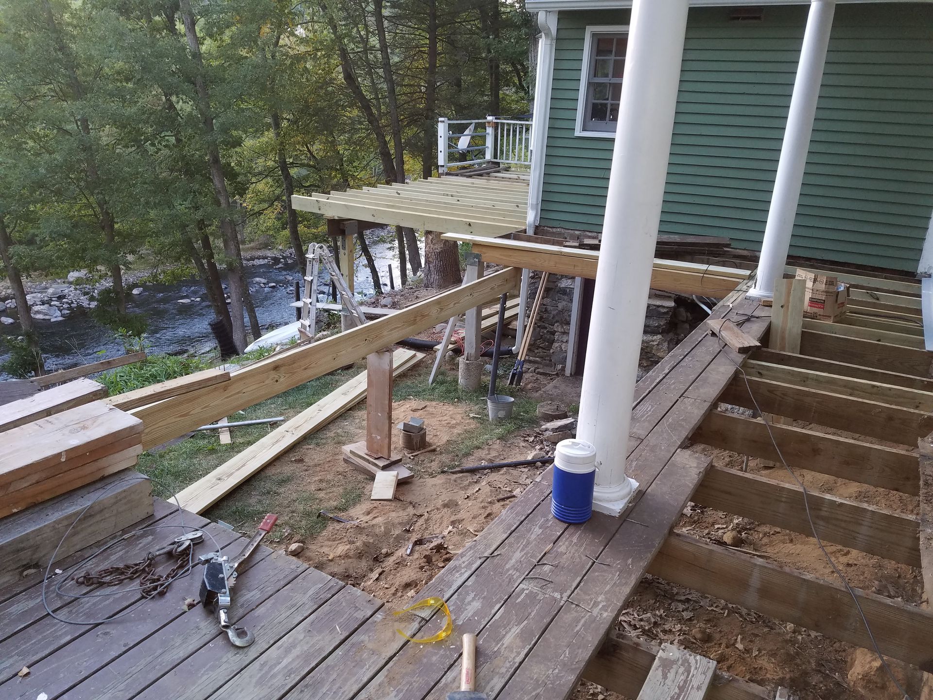 A deck construction​ in Glastonbury CT in progress - Exteriors of CT hard at work
