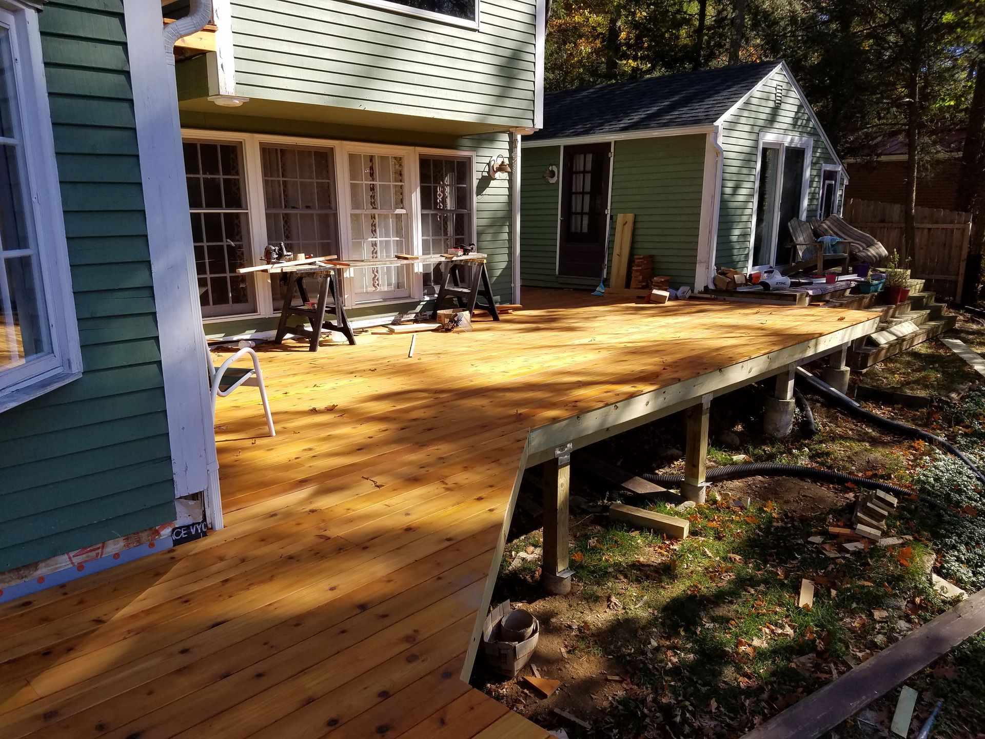 A deck installation​ in Glastonbury CT in progress - Exteriors of CT hard at work