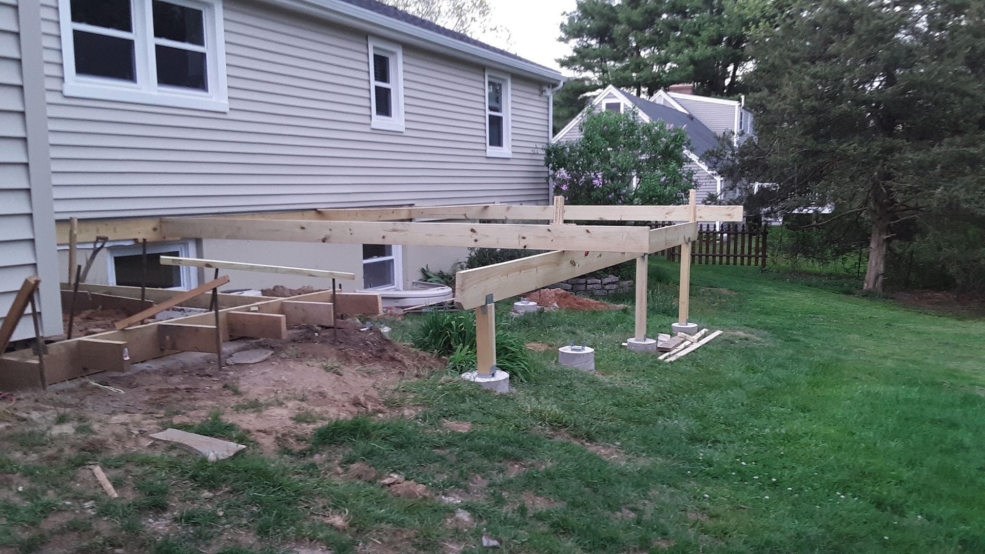 A deck installation​ in Glastonbury CT in progress - Exteriors of CT hard at work