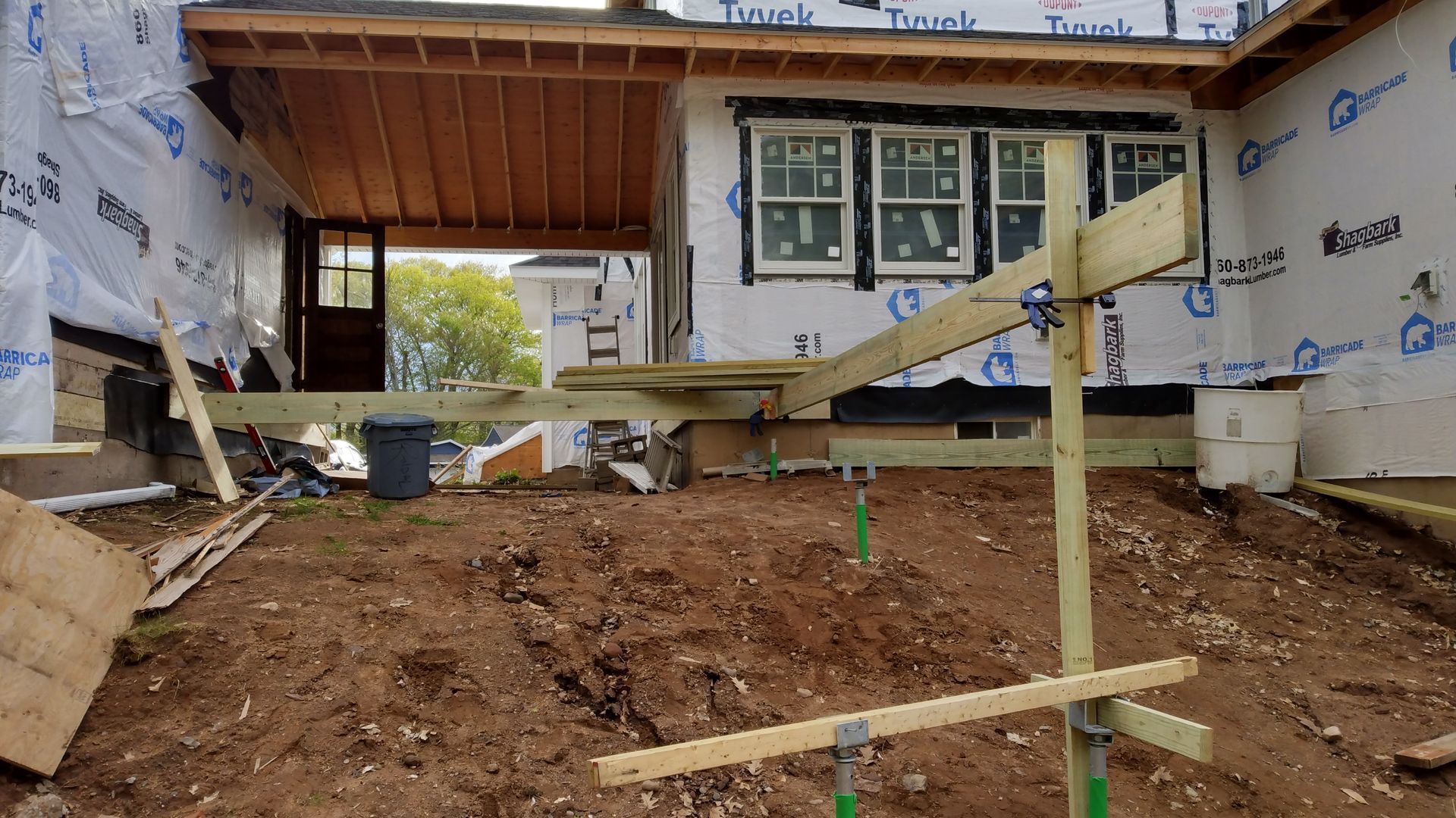 A wooden deck installation​ in Glastonbury CT in progress - Exteriors of CT hard at work