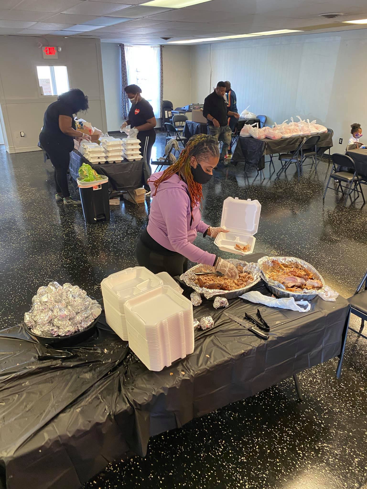 people sorting donations