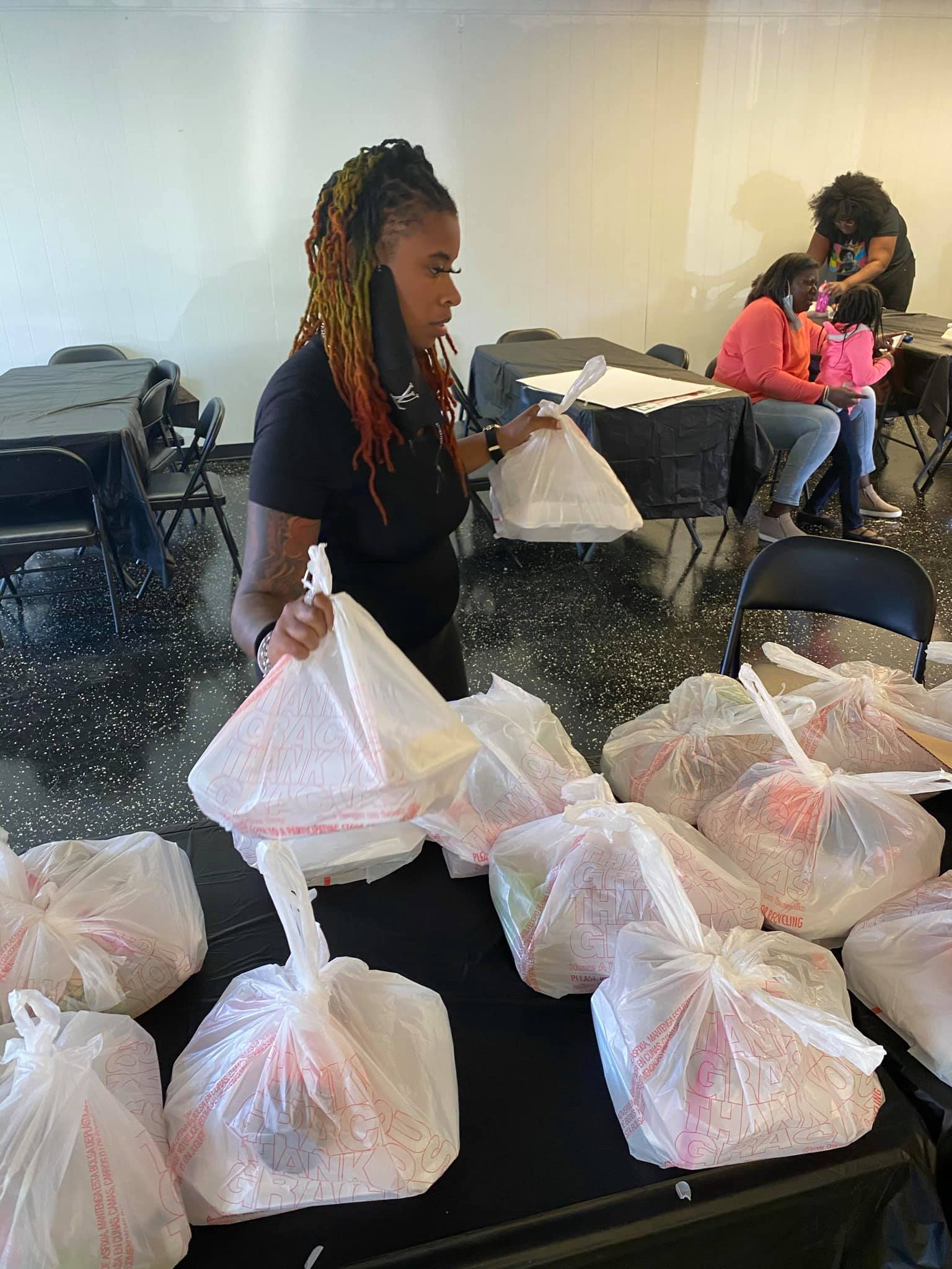 person sorting donations