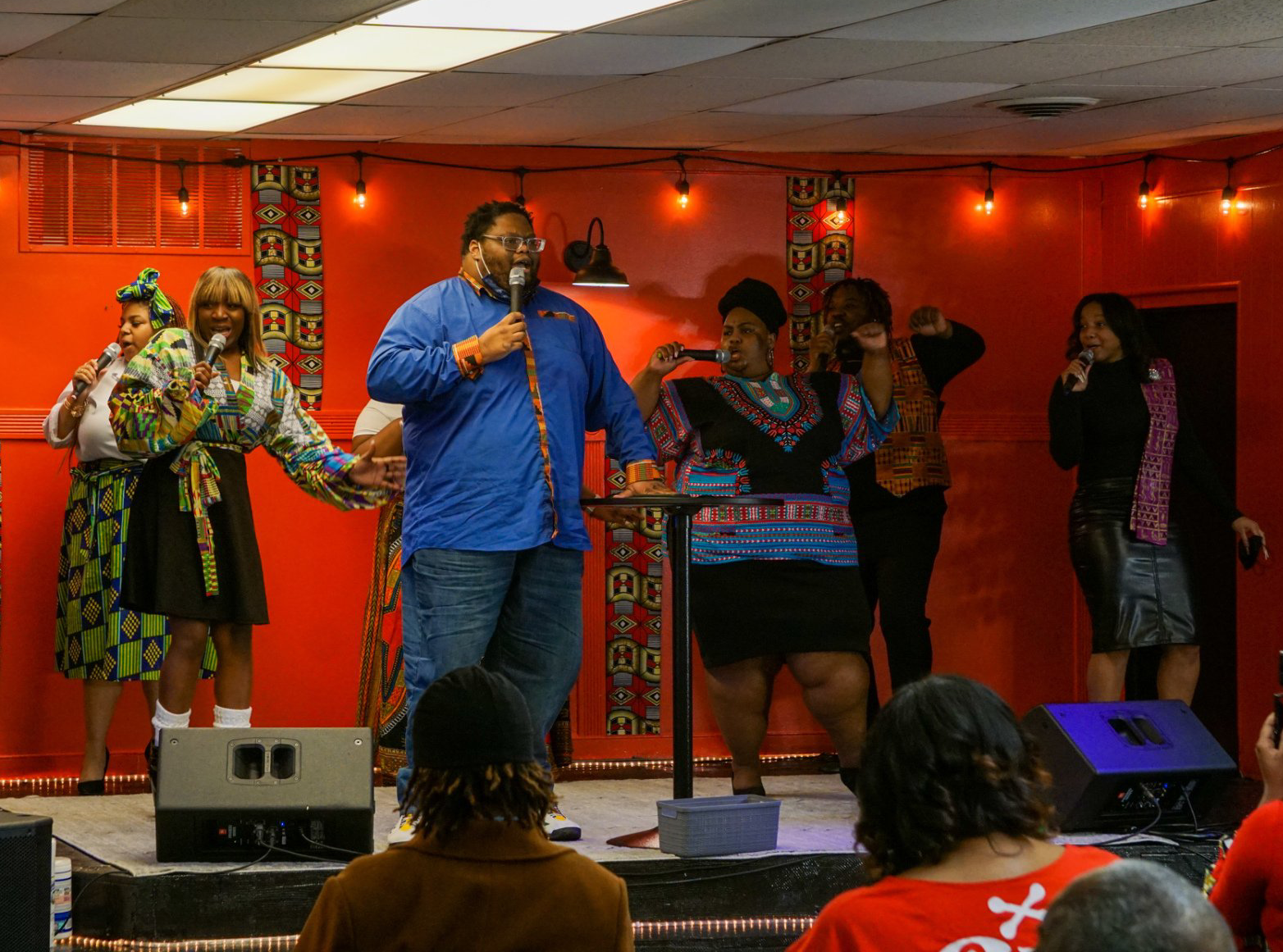Love Cathedral praise team singing on stage