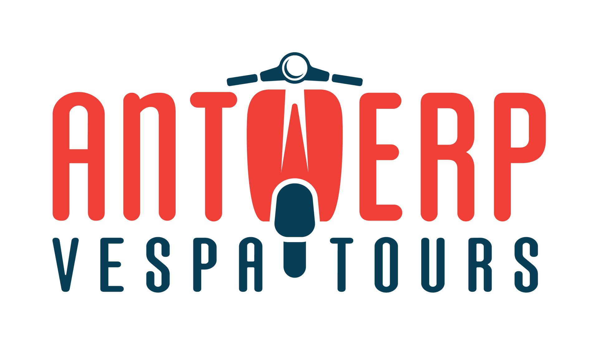 Man taking selfie with group of people on scooters in front of cargo ship at dock.