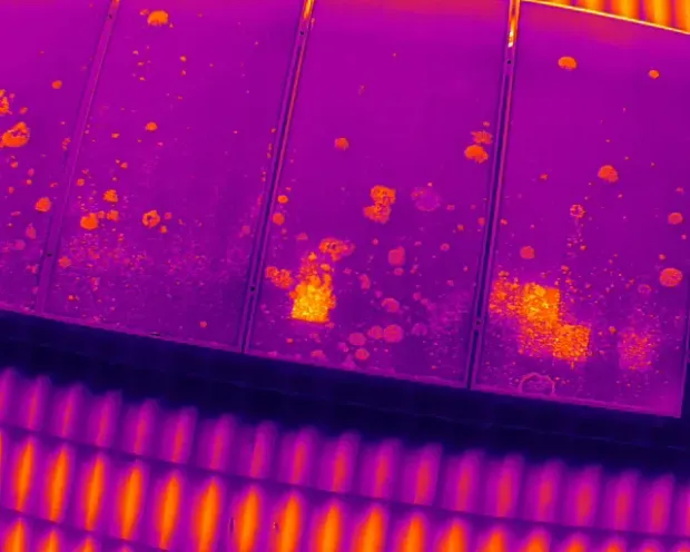 Thermal Drone Inspection Ironbow Spectrum hotspots due to hail damage