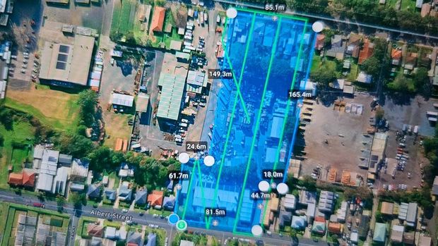 Drone area mapping plan over commercial property