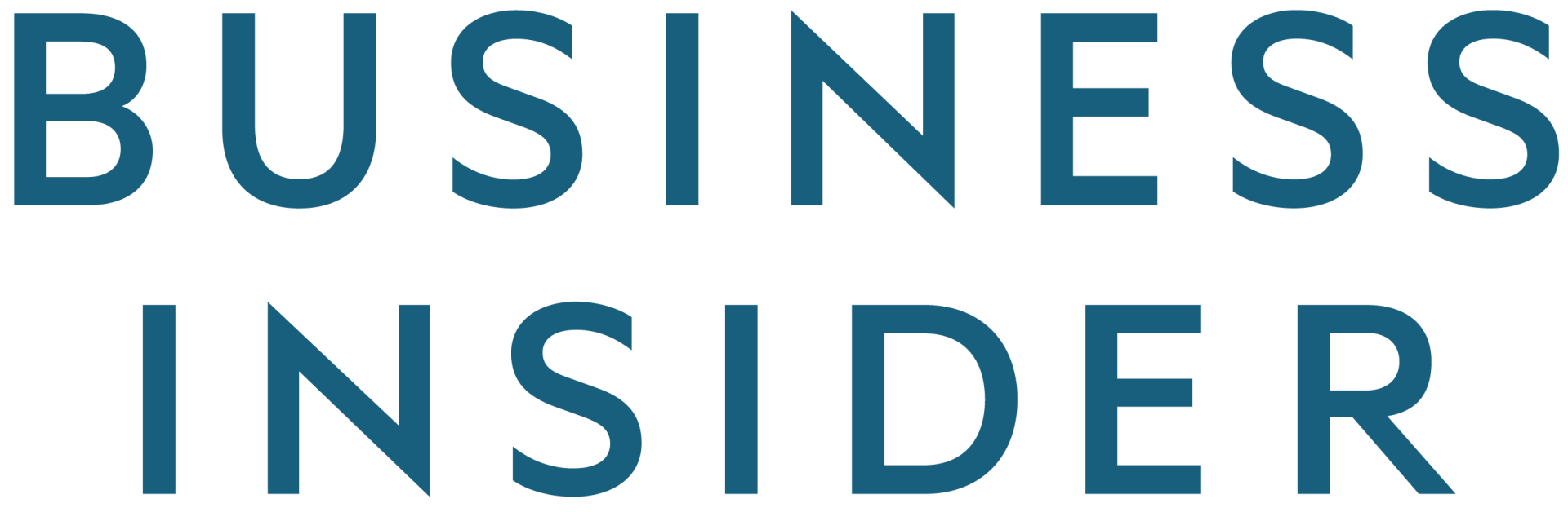 The logo for business insider is blue and white on a white background.