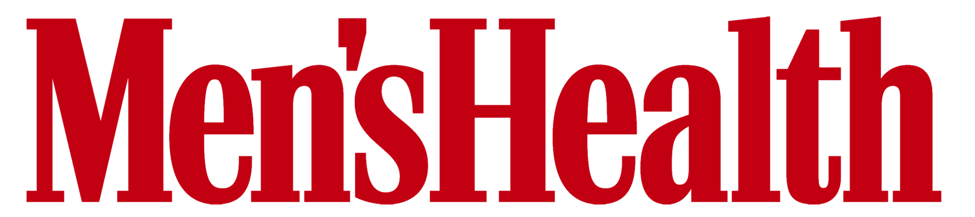 The logo for men 's health is red on a white background