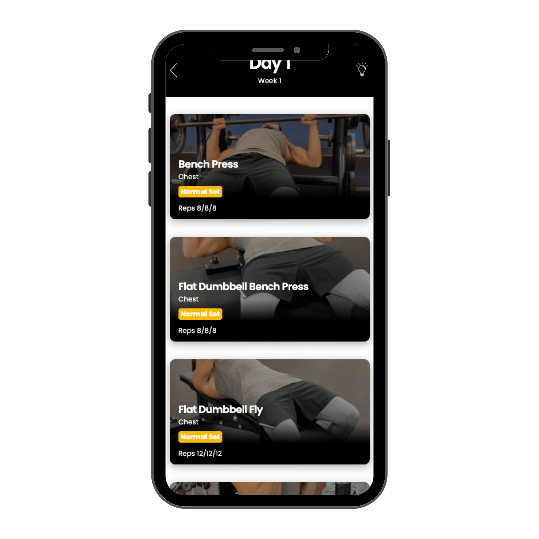A cell phone with a workout app on it.