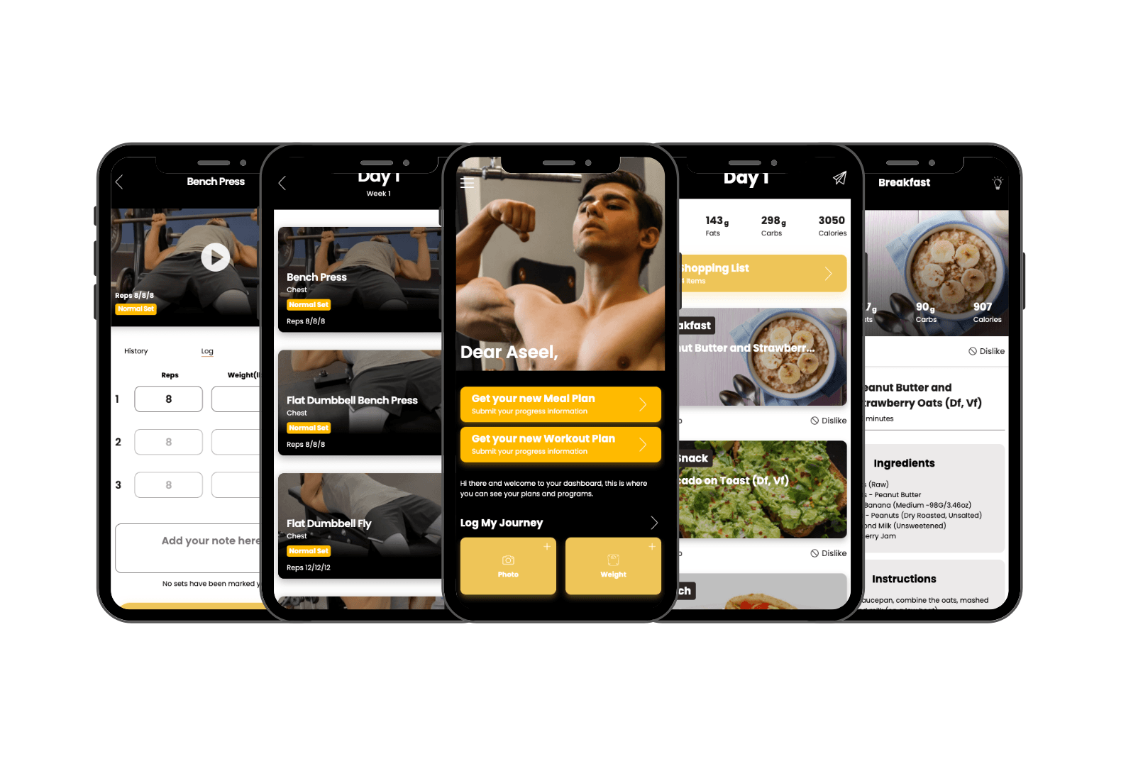 A man is flexing his muscles on a cell phone.