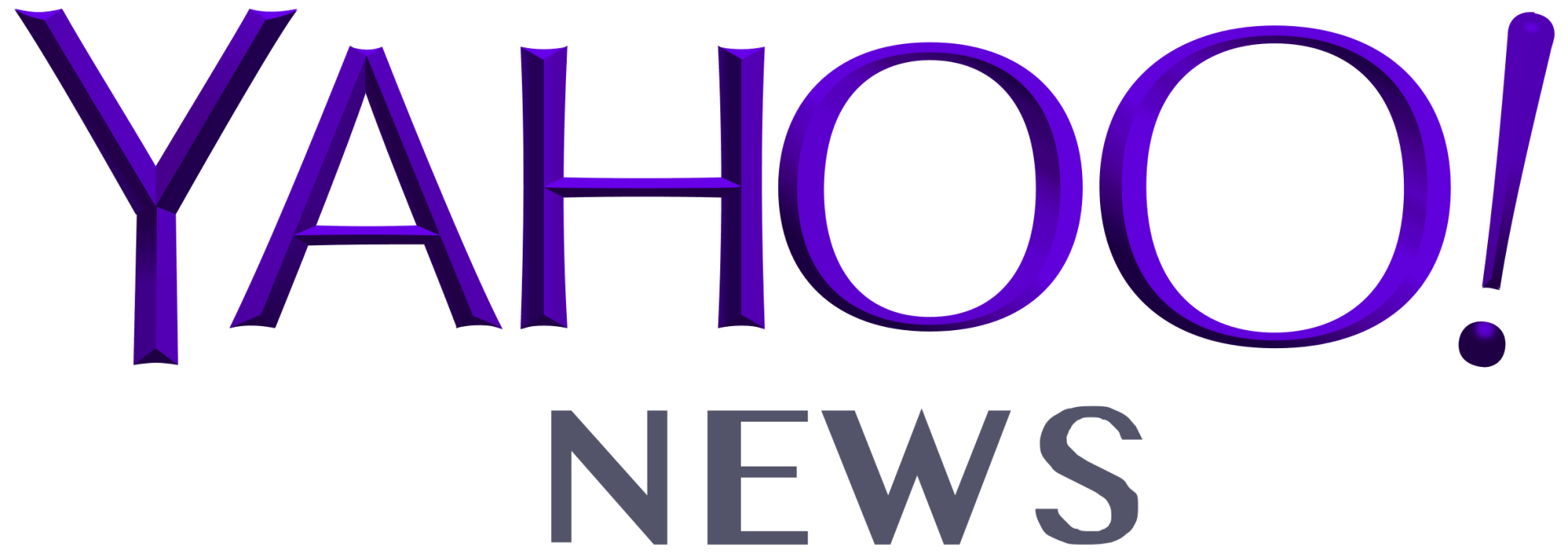 A purple yahoo news logo on a white background