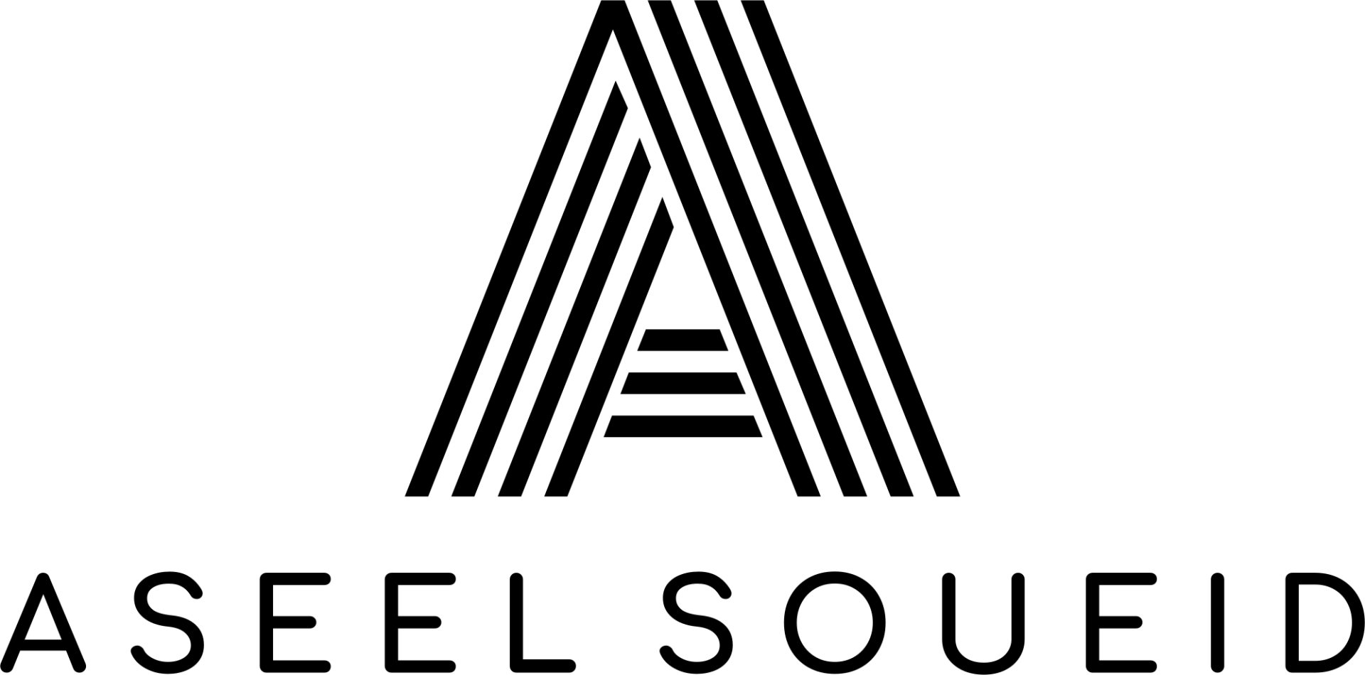 A black and white logo for a company called aseel soueid.