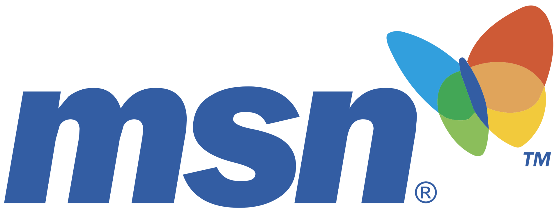 A blue msn logo with a colorful butterfly