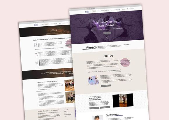 Screenshots of dance business website