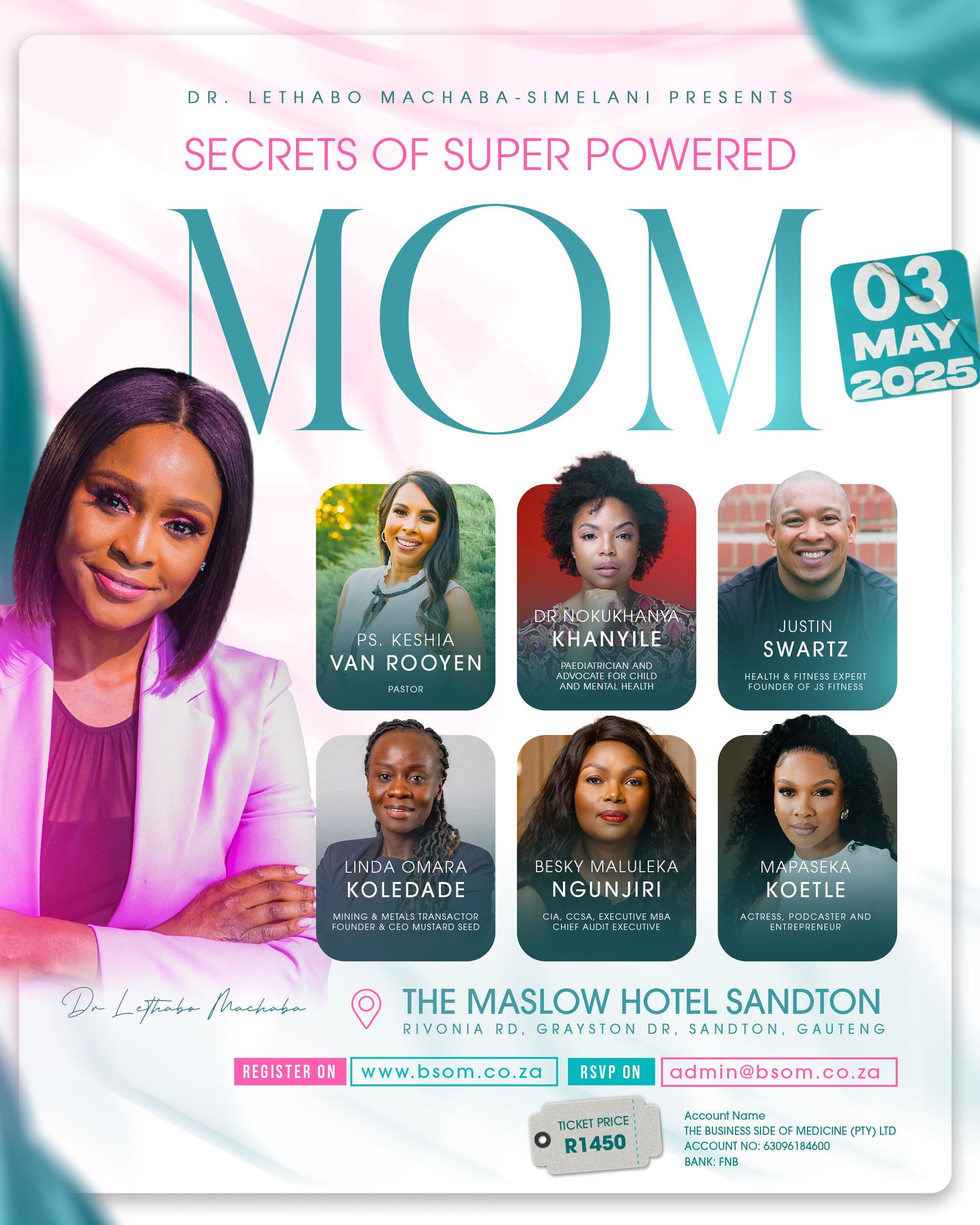 A poster for a mother 's day event called secrets of super powered mom.